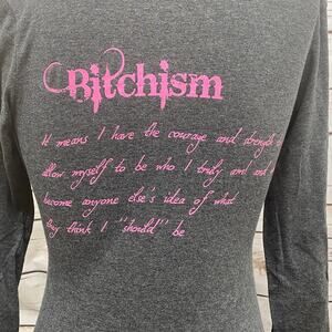 RTB Real Tough Babe Bitchism Long Sleeve Hoodie TShirt Kangaroo Pocket Small